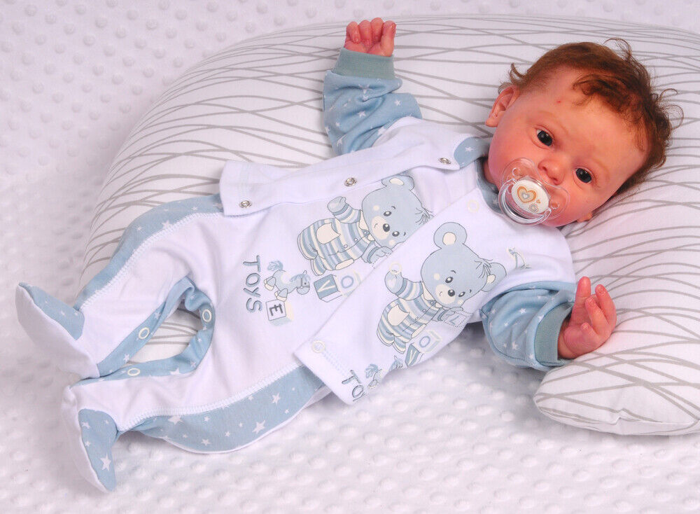Strampler und Hemdchen Baby Anzug mit Sternchen Muster und Bären Aufdruck