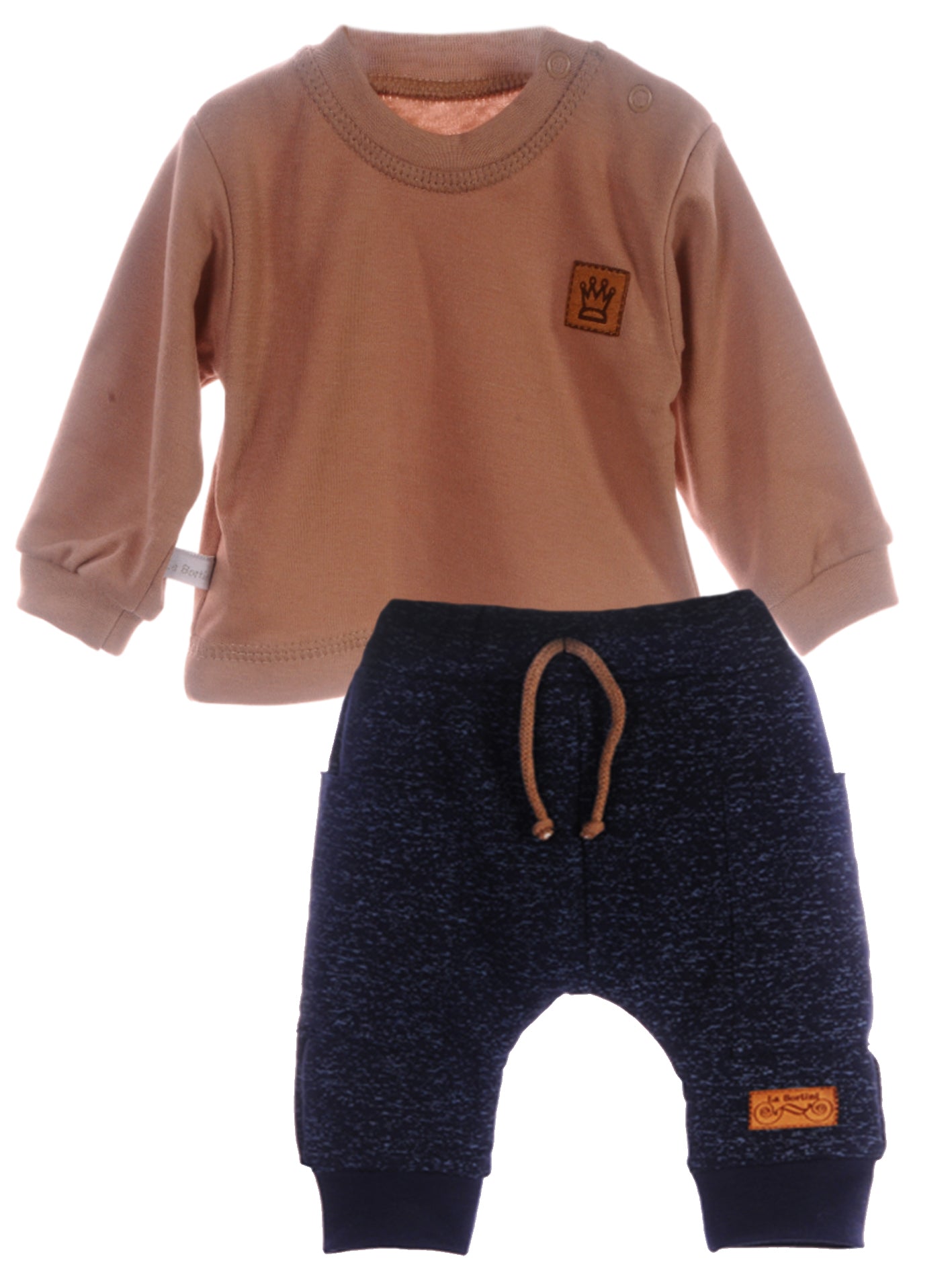 Anzug 2tlg Langarmshirt und Hose Jogginganzug in Braun Blau