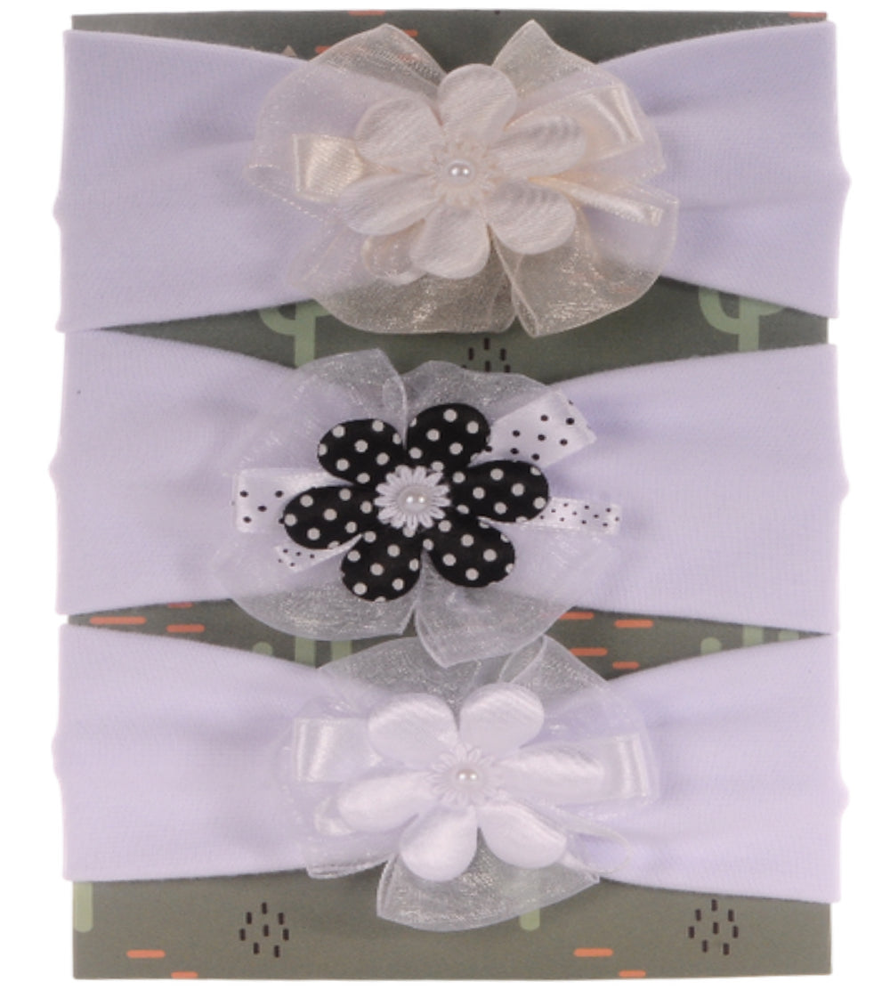 Baby Stirnbänder 3er Pack Stirnband in Weiß mit bunten Blumen