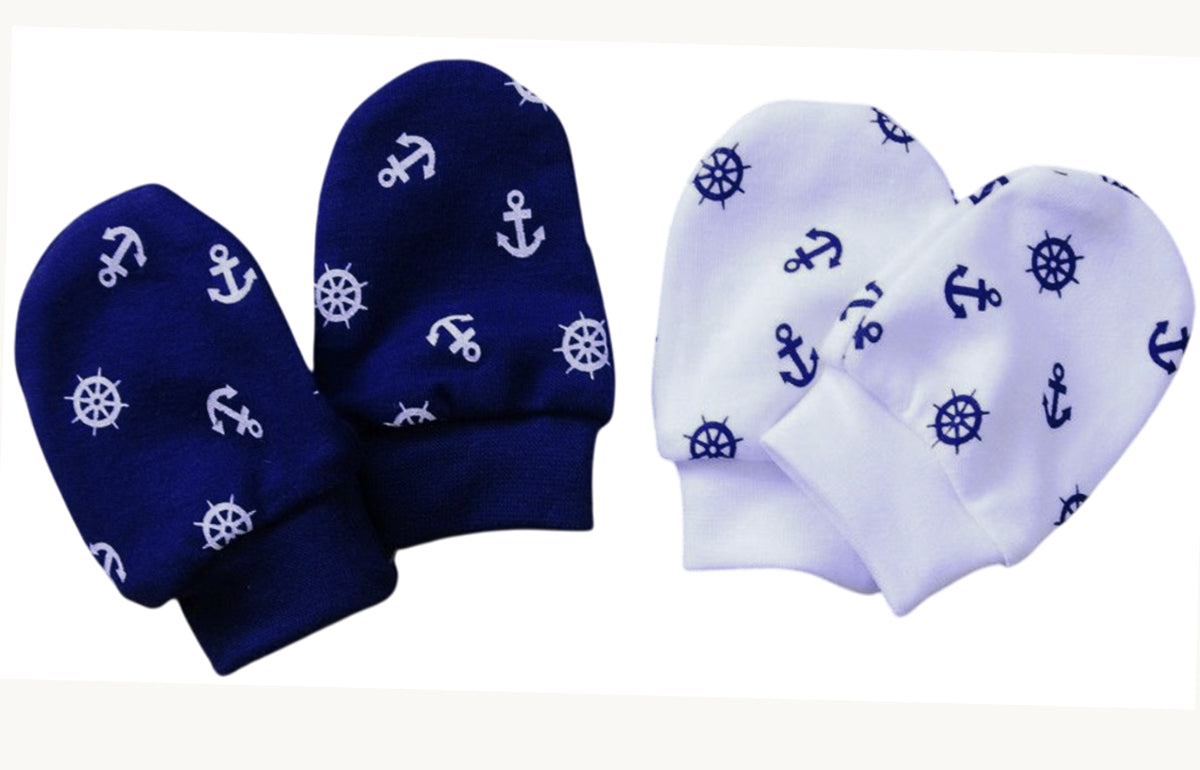 Baby Kratzfäustlinge 2er Pack mit Ankermuster