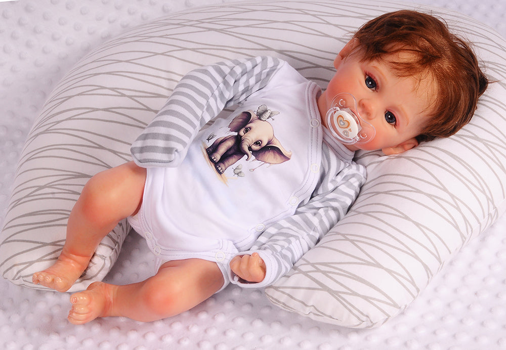 Baby Body Wickelbody langarm in Weiß gestreift