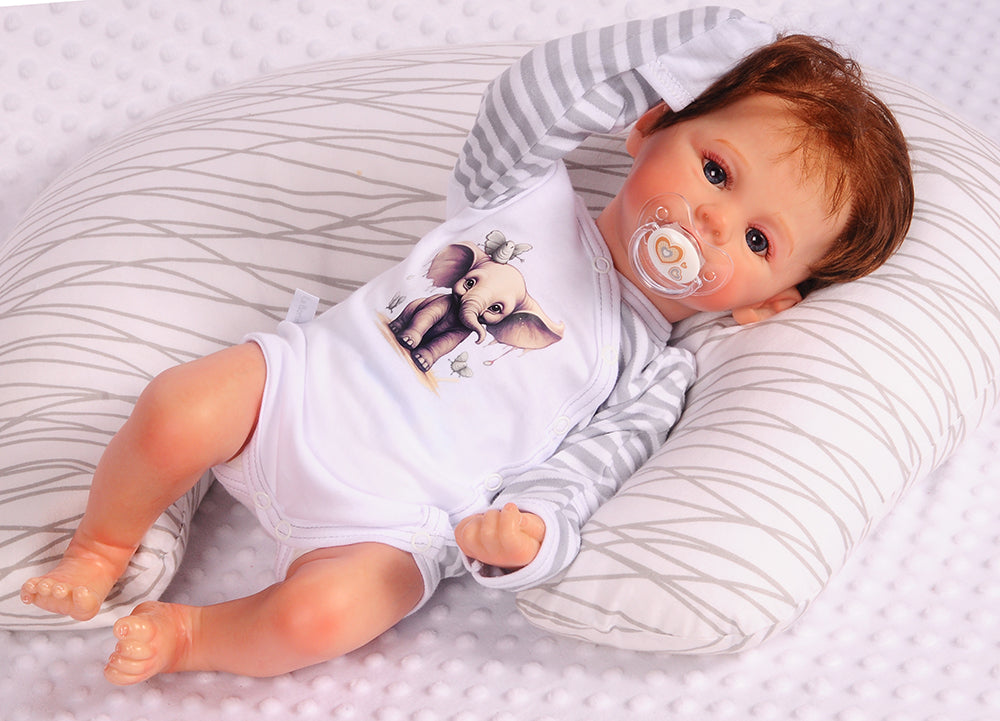 Baby Body Wickelbody langarm in Weiß gestreift