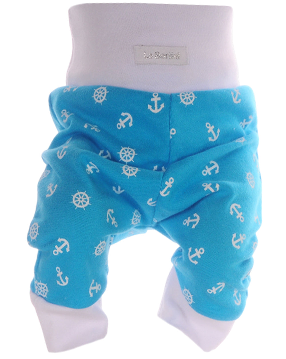 Baby Hose Erstlingshose in Türkis mit Anker Muster