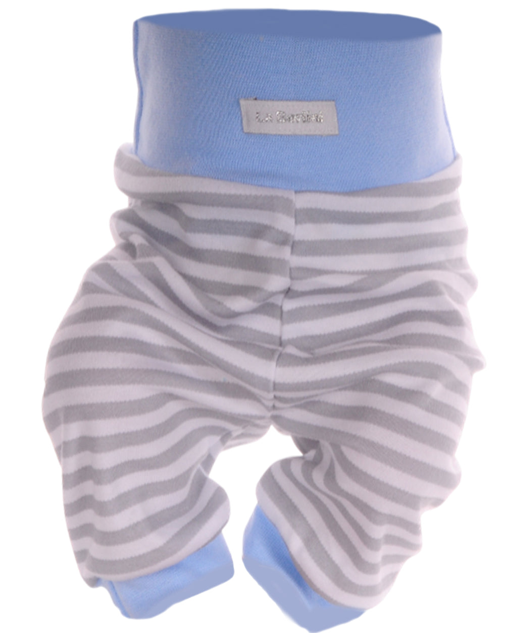 Baby Anzug Wickelbody Hose Mütze in Blau mit Waschbär