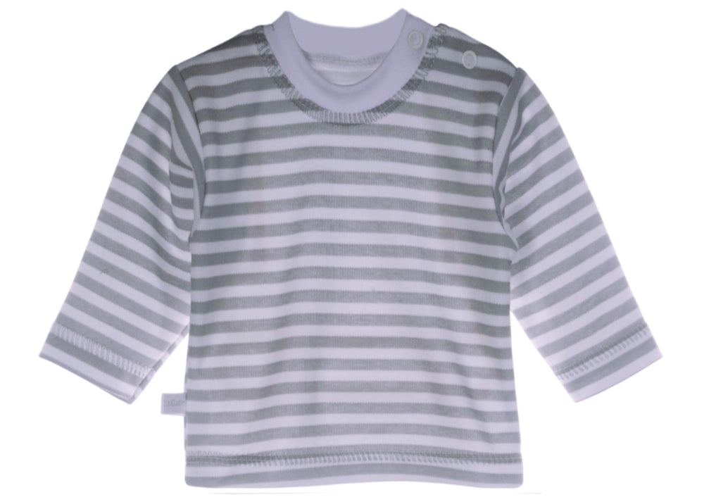 Langarmshirt Baby T-Shirt in weiß grau gestreift neutral