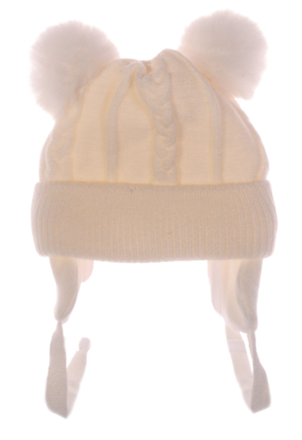 Mütze mit Bommeln Babymütze in Creme