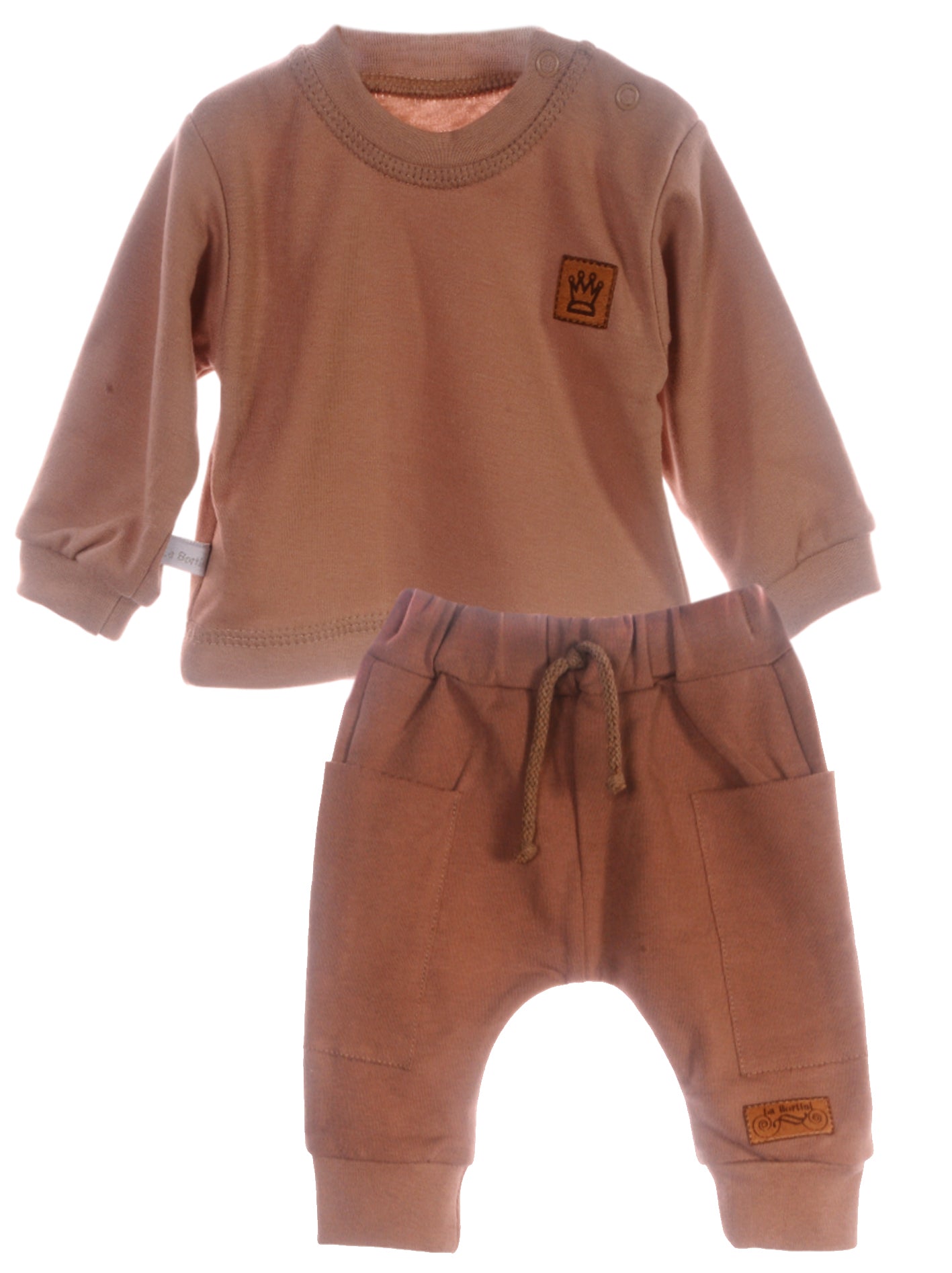 Anzug 2tlg Langarmshirt und Hose Jogginganzug in Braun