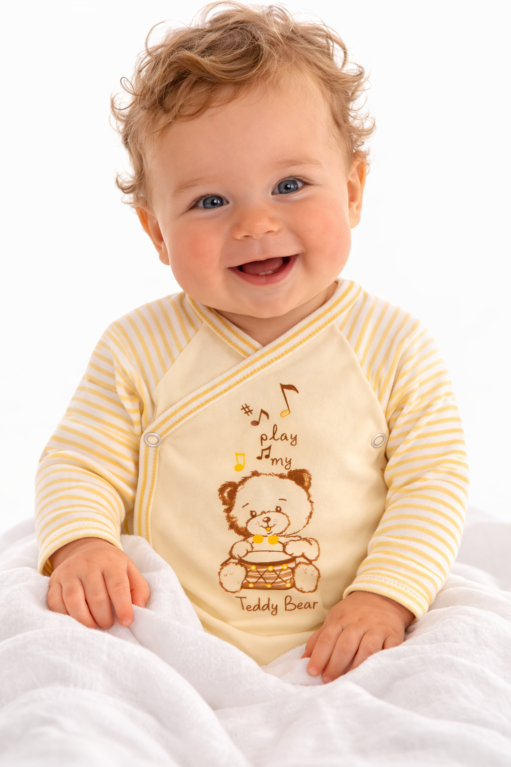 Wickelbody Erstlingsbody in Creme mit Bärchen