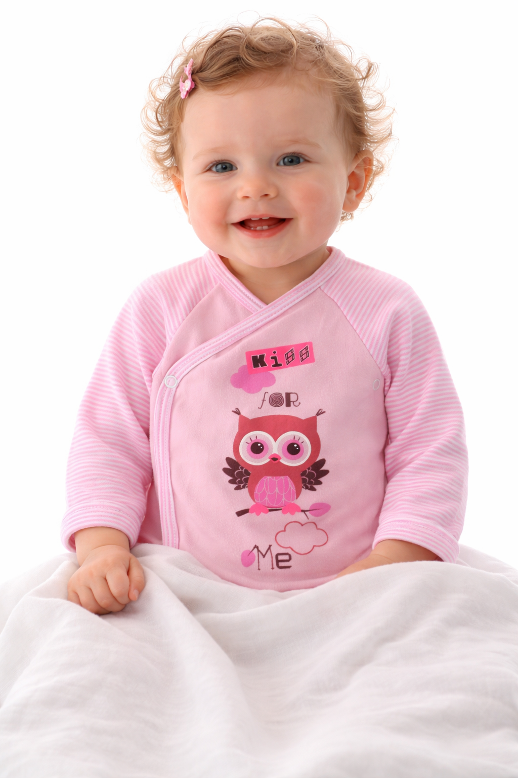 Wickelbody Erstlingsbody in Rosa mit Eulen Aufdruck