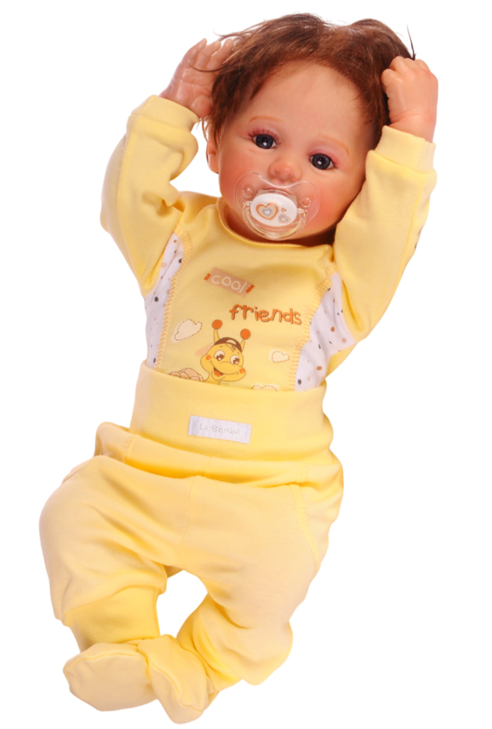 Erstlingsset Baby Anzug in Gelb Hose Body Mütze neutral