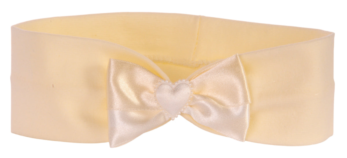 Stirnband Kopfband in Creme mit Schleife