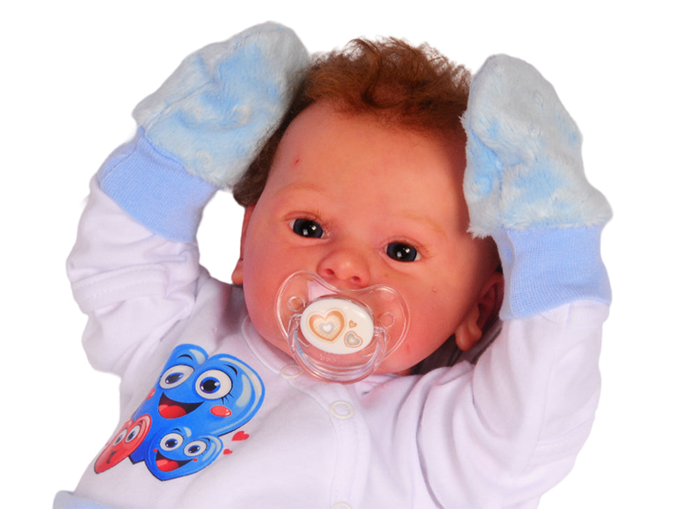 Baby Fäustlinge aus Fleece, in Blau gefüttert