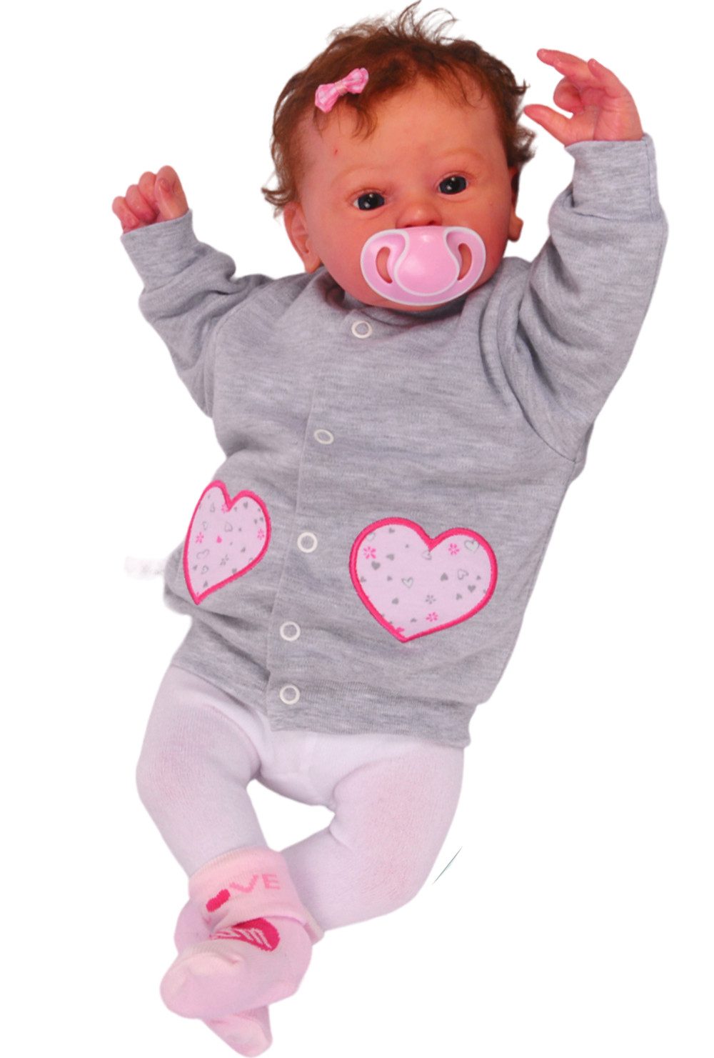 Baby Jacke Swetjacke in Grau mit Blumenmuster
