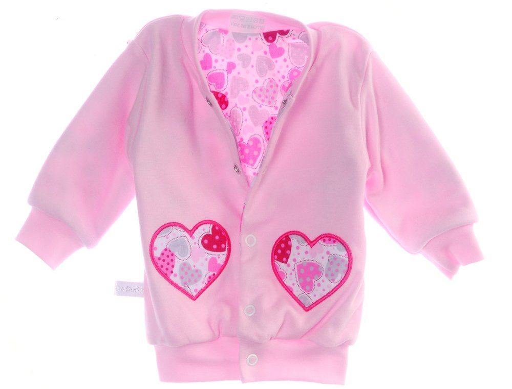 Baby Jacke Swetjacke in Rosa mit Herzenmuster