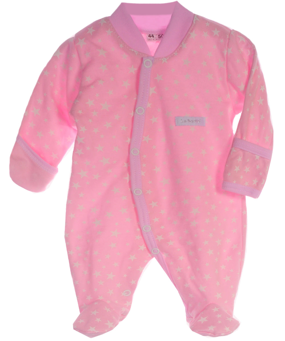 Baby Strampler Schlafanzug in Rosa mit Kratzschutz