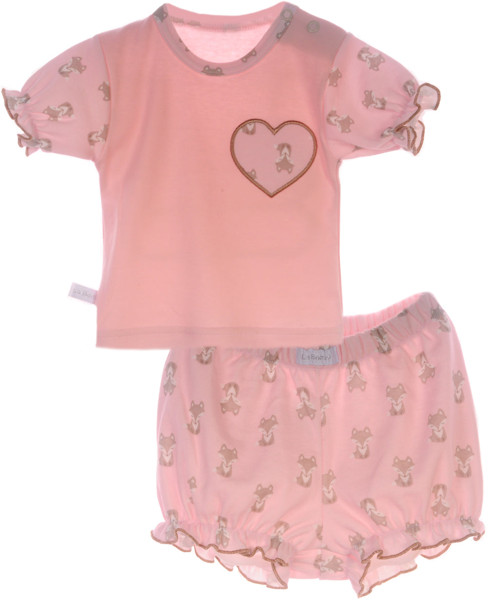 T-Shirt und Shorts Baby Anzug in Rosa mit Fuchsen