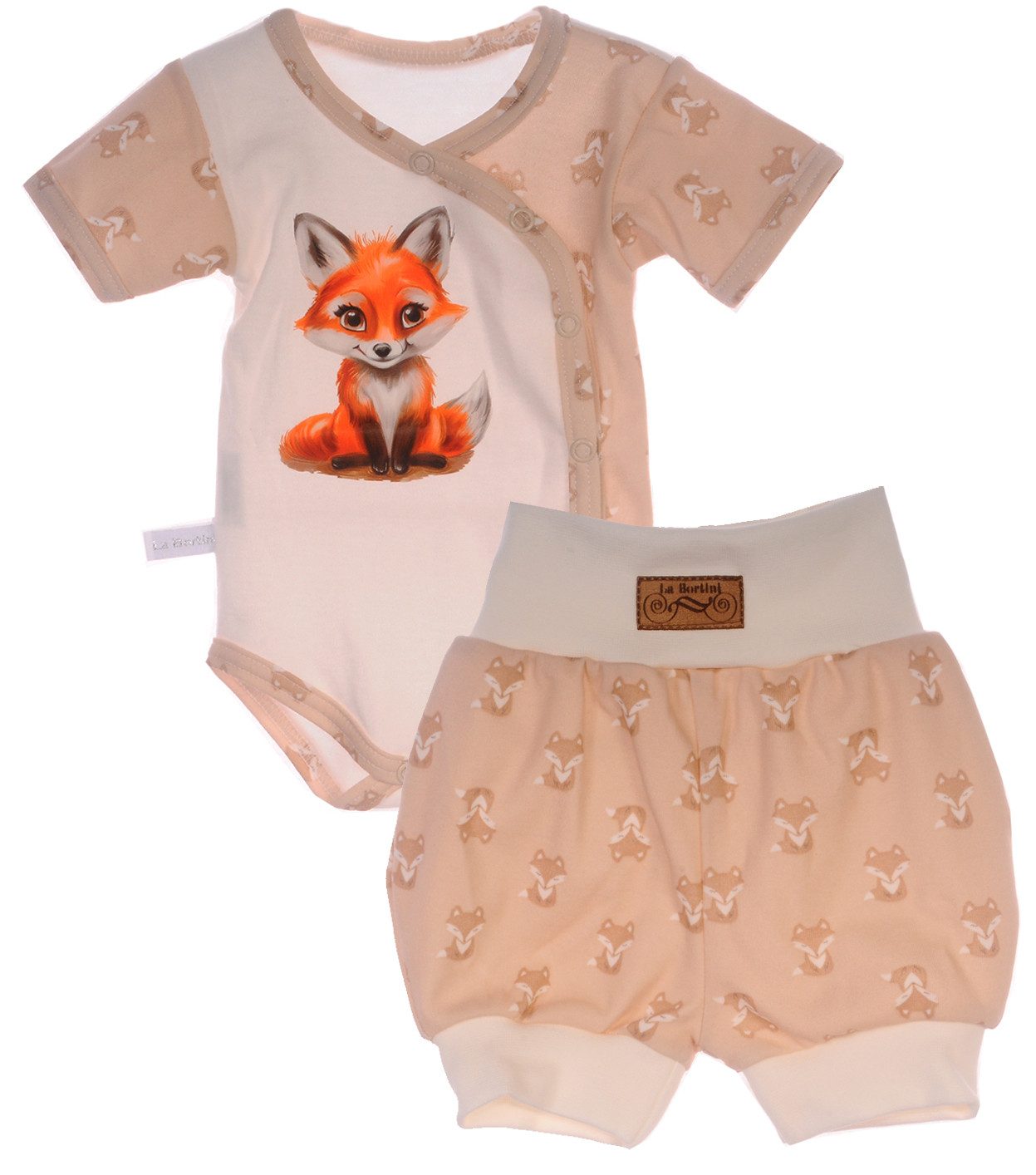 Body und Shorts Baby Anzug Pumpshorts in Creme mit Fuchs
