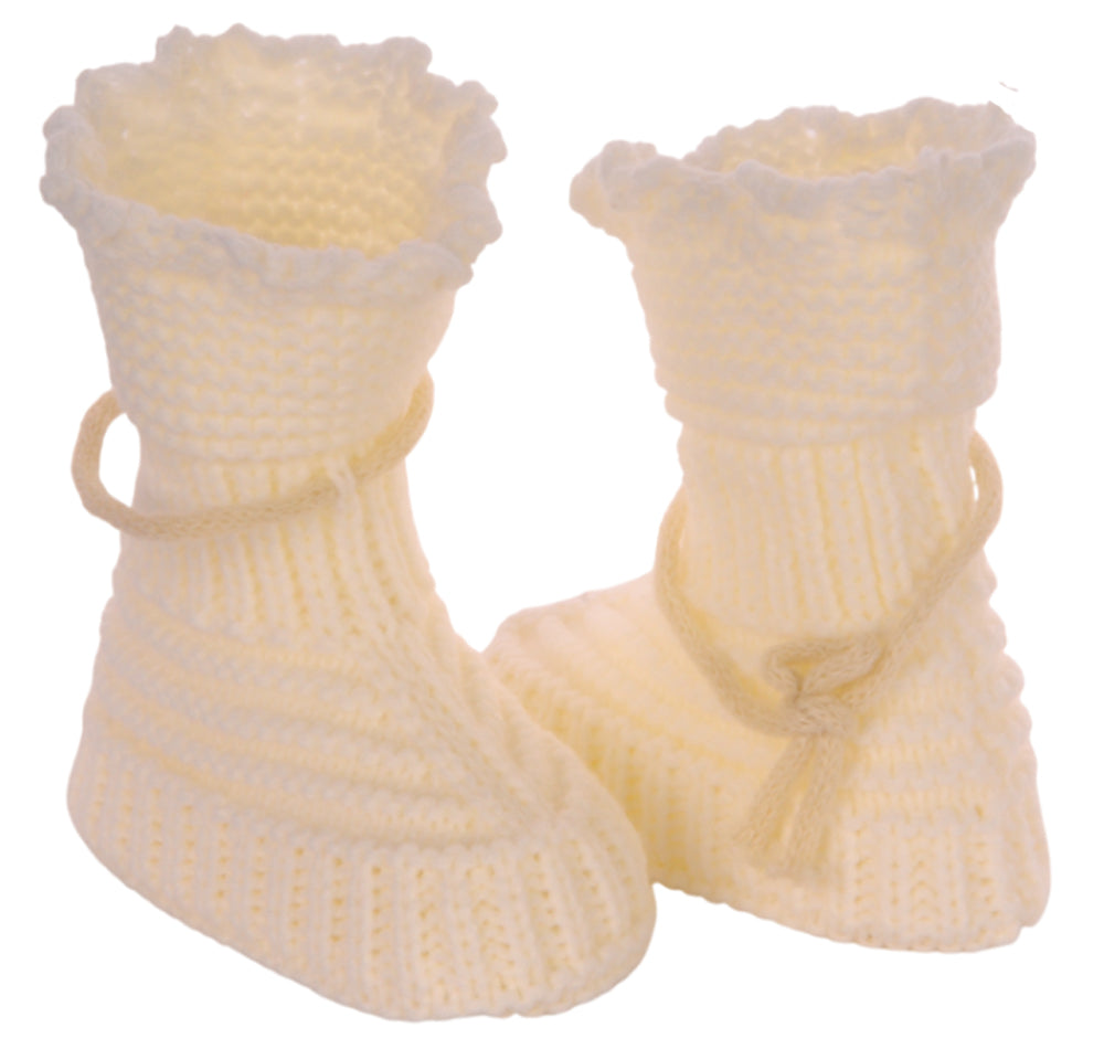 Baby Strickschuhe Booties Füßlinge 0-6Mon in Creme