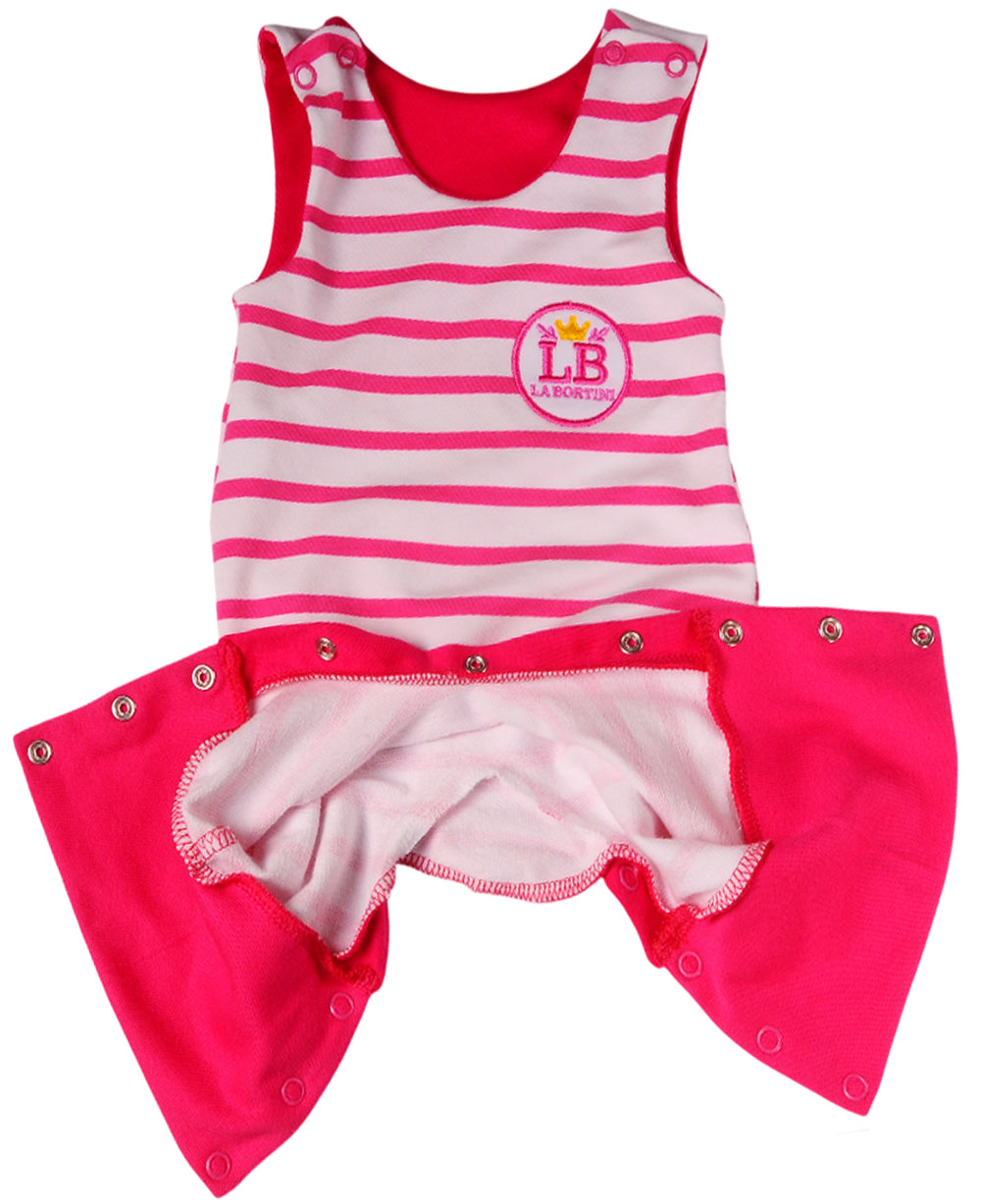 Strampler ärmellos gestreift in Pink Latzhose für Neugeborene