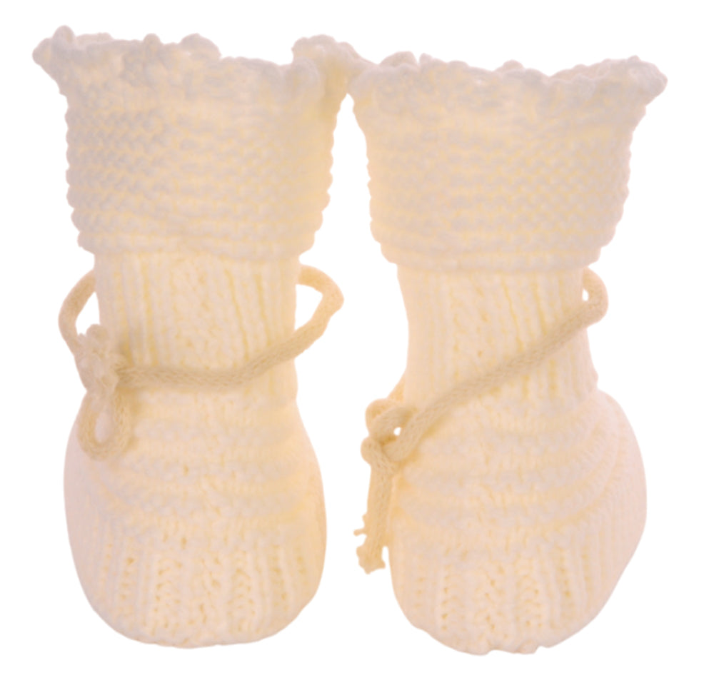 Baby Strickschuhe Booties Füßlinge 0-6Mon in Creme neutral