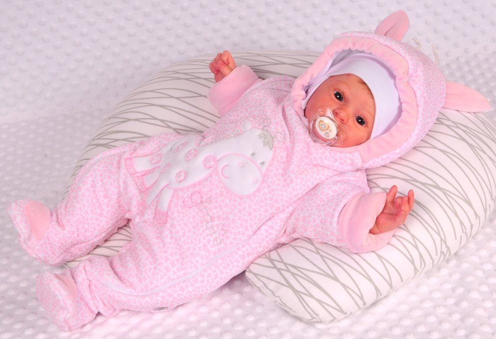 Schneeoverall Baby Wagenanzug Nickioverall Overall Schneeanzug in Rosa mit Giraffe