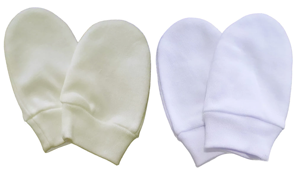 Baby Kratzfäustlinge 2er Pack in weiß und creme Kratzhandschuhe
