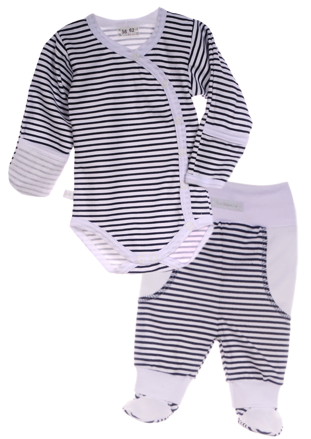 Body und Hose Baby Anzug in Blau weiß gestreift