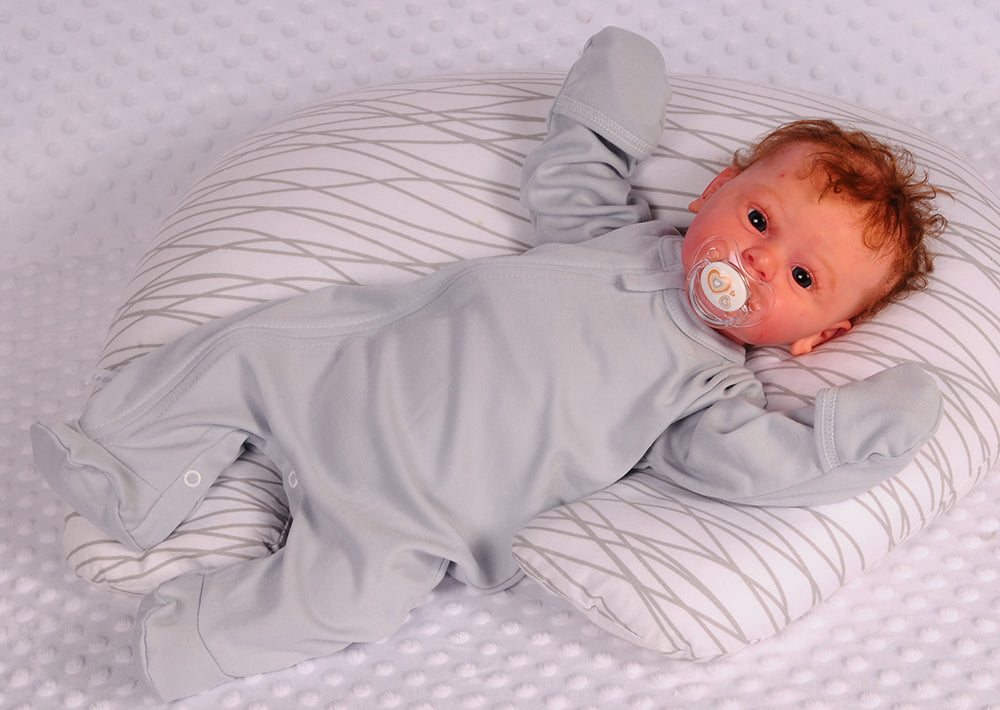 Baby Strampler Schlafanzug in Grau mit Reißverschluss