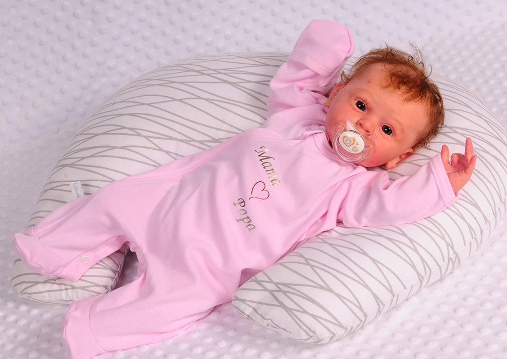 Baby Strampler Schlafanzug mit Kratzschutz in Rosa