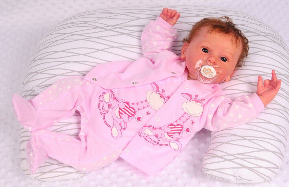 Strampler Mütze und Hemdchen Baby Anzug in Rosa mit Giraffen und Sternen Erstlingsset