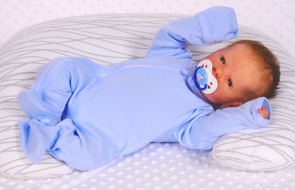 Baby Strampler Schlafanzug in Blau mit Reißverschluss