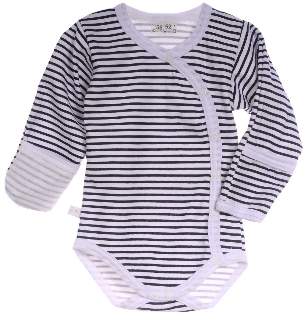 Baby Body Wickelbody mit Kratzschutz gestreift