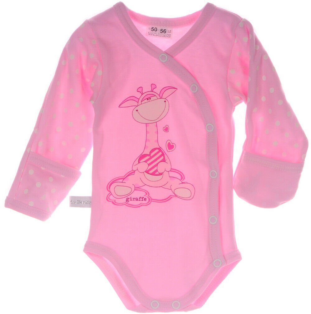 Baby Wickelbody mit Kratzschutz in Rosa Body langarm