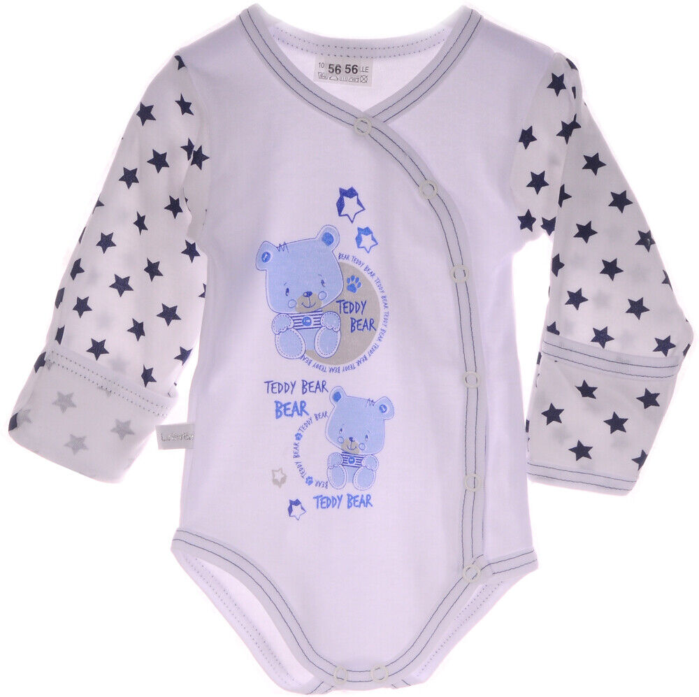 Baby Body Wickelbody mit Kratzschutz mit Sternen und Bär