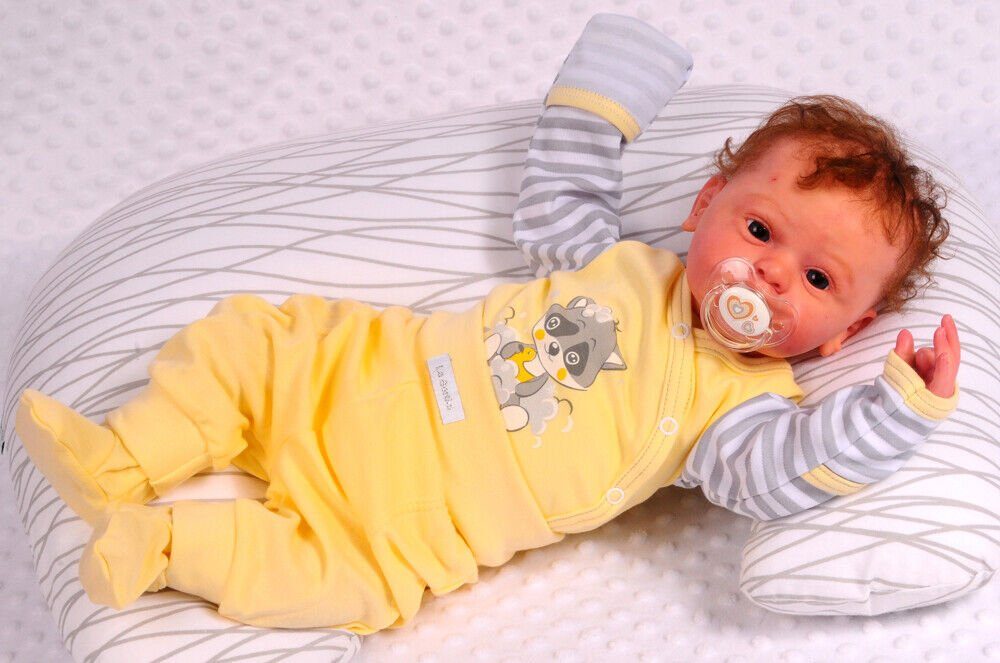 Body und Hose Baby Anzug in Gelb mit Waschbär Motiv