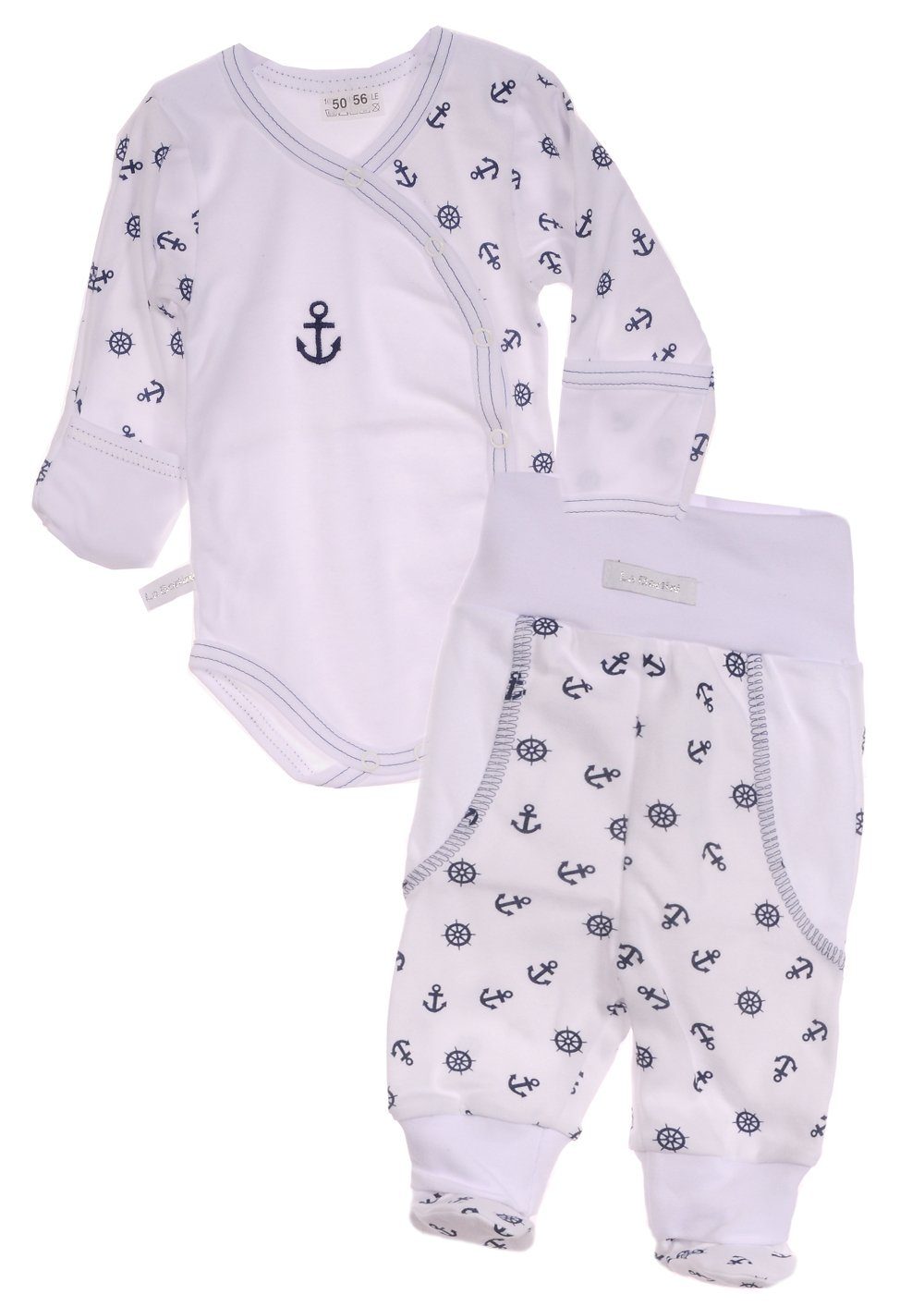 Body und Hose Baby Anzug in Weiß mit Anker Muster