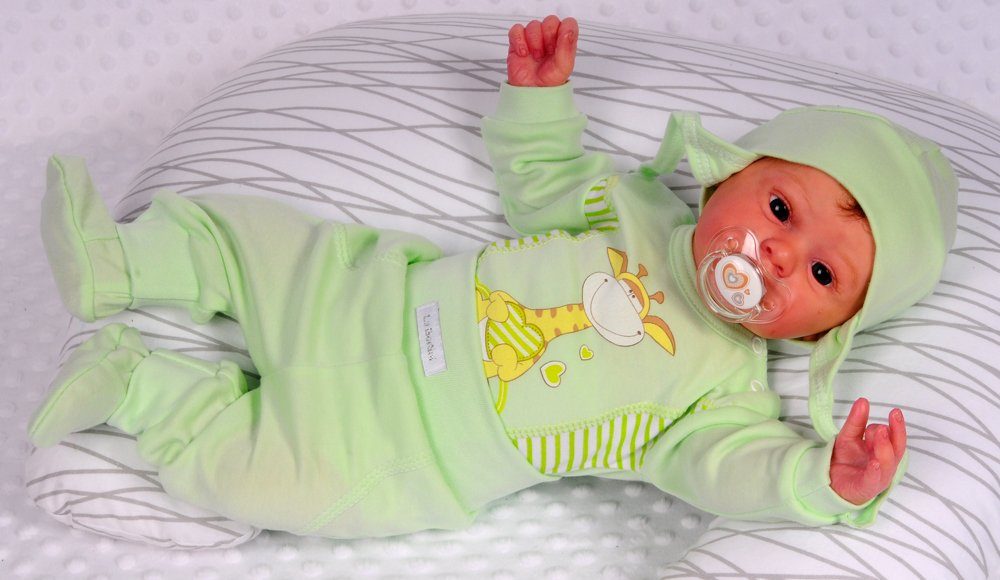 Body Hose und Mütze 3Tlg Baby Anzug in Grün mit Giraffe
