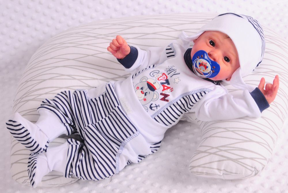 Body Hose und Mütze 3Tlg Baby Anzug gestreift