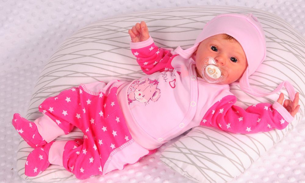 Body Hose und Mütze 3Tlg Baby Anzug in Pink mit Maus