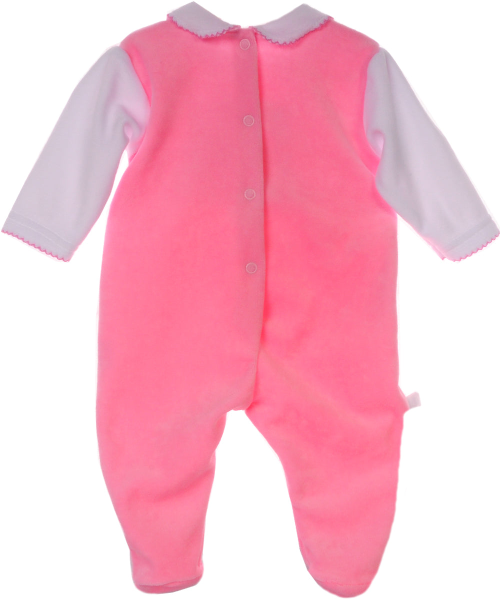 Baby Strampler aus Velours in Rosa Overall Schlafanzug