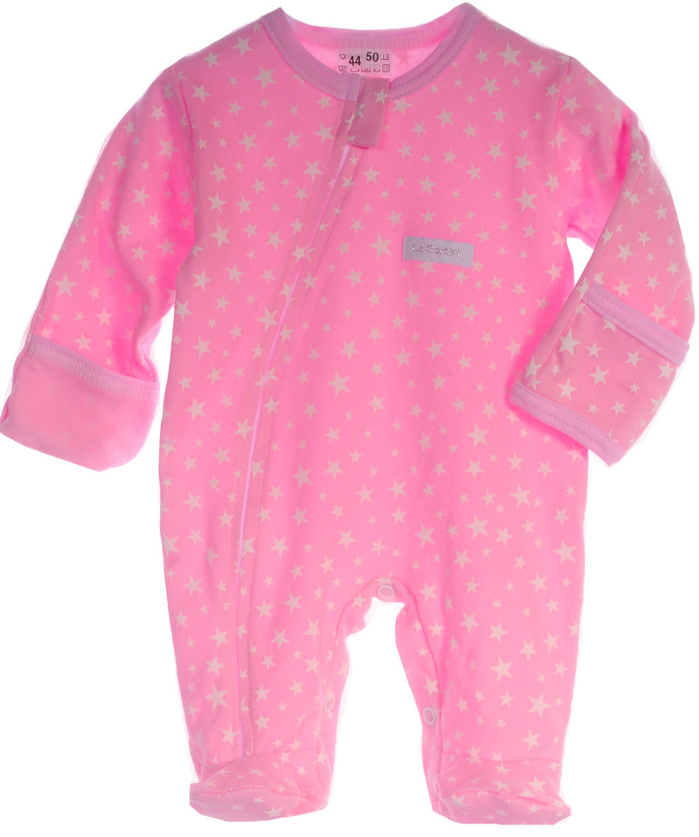 Baby Strampler Schlafanzug in Rosa mit Kratzschutz Overall