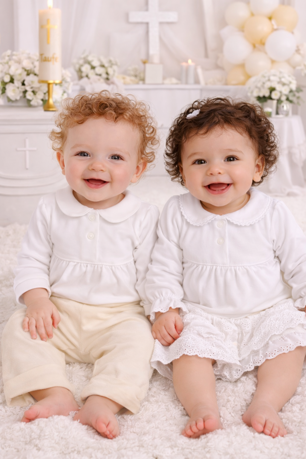 Kleidung in Creme und Weiß