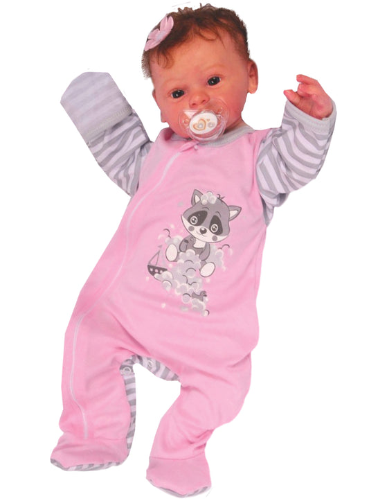 Baby Strampler Schlafanzug mit Kratzschutz in Rosa