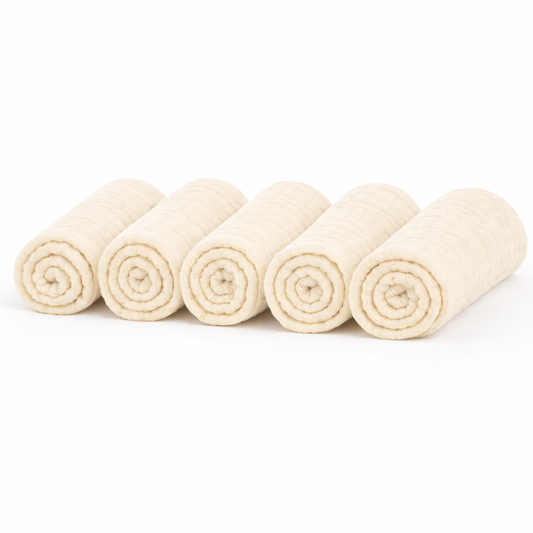 Baby 5er Set in 30 x 45 cm Stofftücher aus weichem Musselin Spucktücher in Creme