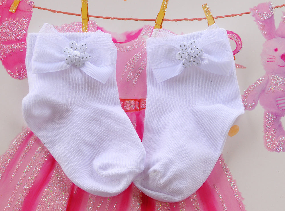 Socken mit Schleifen in Weiß für Babys und Kinder ab 0Mon bis 10J