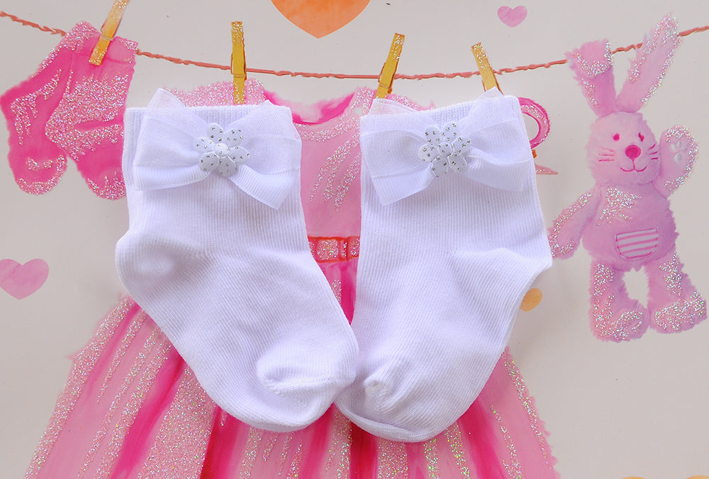 Socken mit Schleifen in Weiß für Babys und Kinder ab 0Mon bis 10J