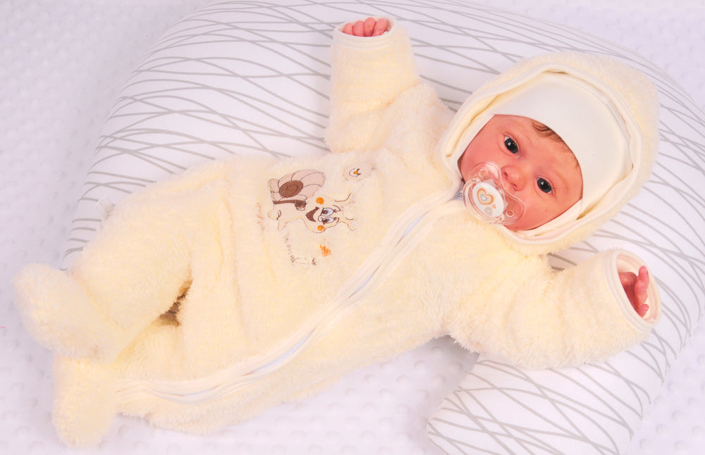 Baby Overall Fleece Wagenanzug in Creme mit Schnecken Übergangsoverall