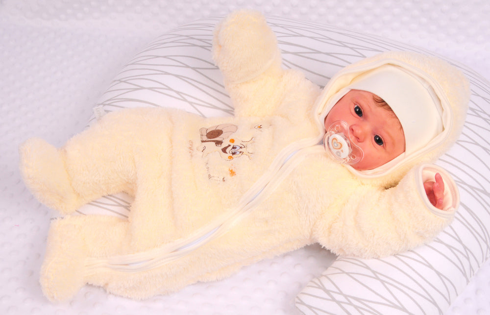 Baby Overall Fleece Wagenanzug in Creme mit Schnecken Übergangsoverall