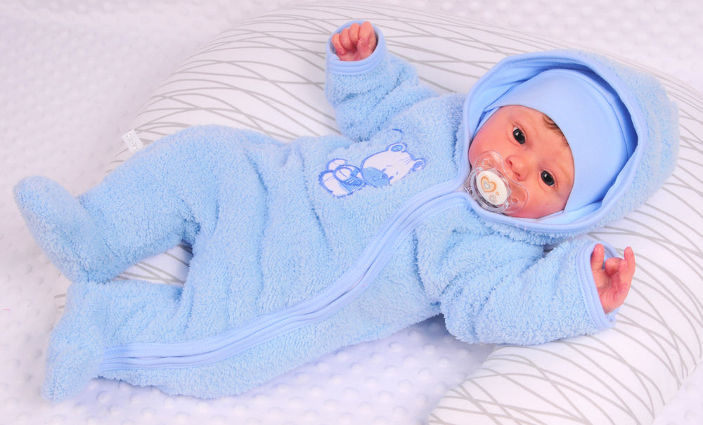 Baby Overall Fleece Wagenanzug in Blau mit Bärchen Übergangsoverall