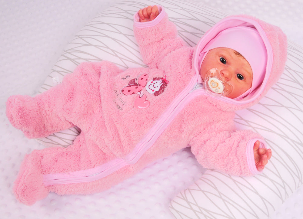 Baby Overall Fleece Wagenanzug in Rosa mit Marienkäfer Übergangsoverall